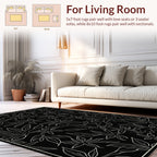 Chic Black White Botanical Pattern Rug