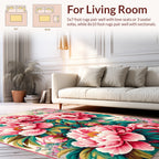 Floral Pattern With Rich Pink Peonies Rug