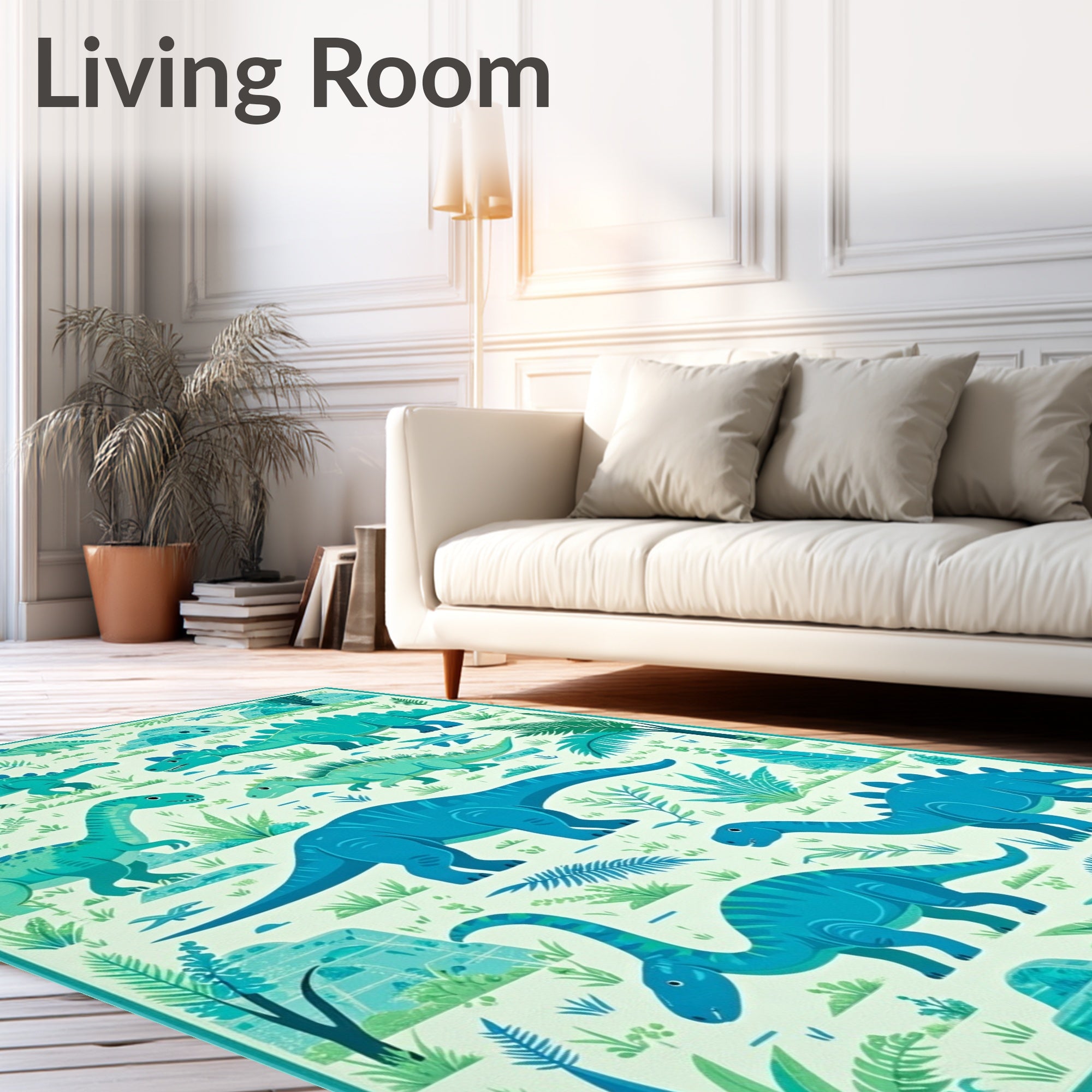 Prehistoric Dinosaur Jungle Pattern Rug
