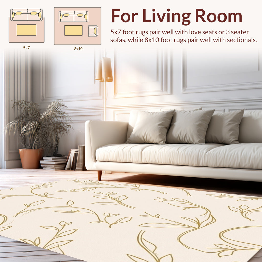 Minimalist Floral Branch Outline Pattern Rug