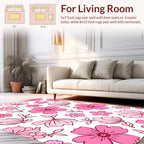 Pink Floral Pattern With Outline Accents Rug