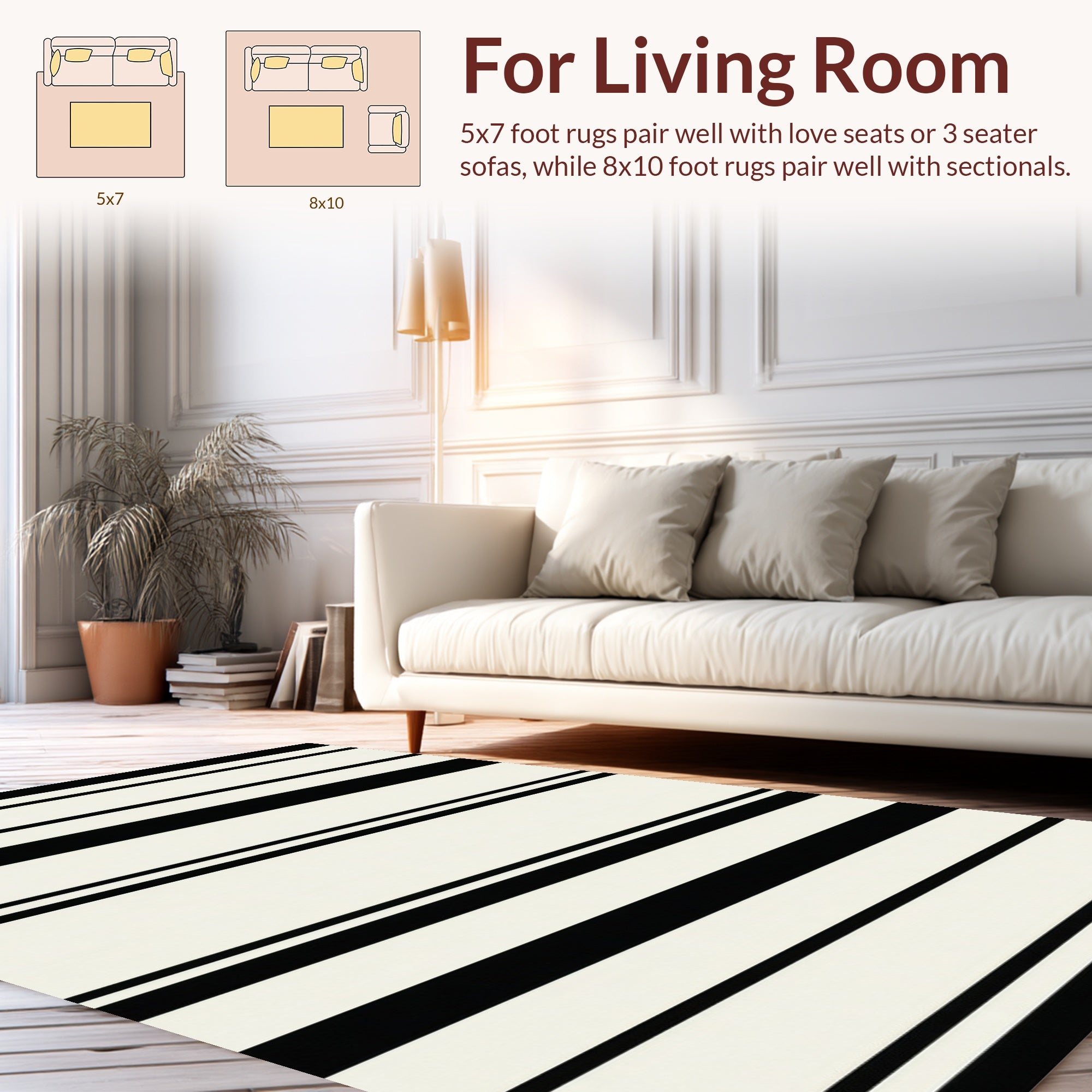 Classic Horizontal Stripe Pattern Design Rug