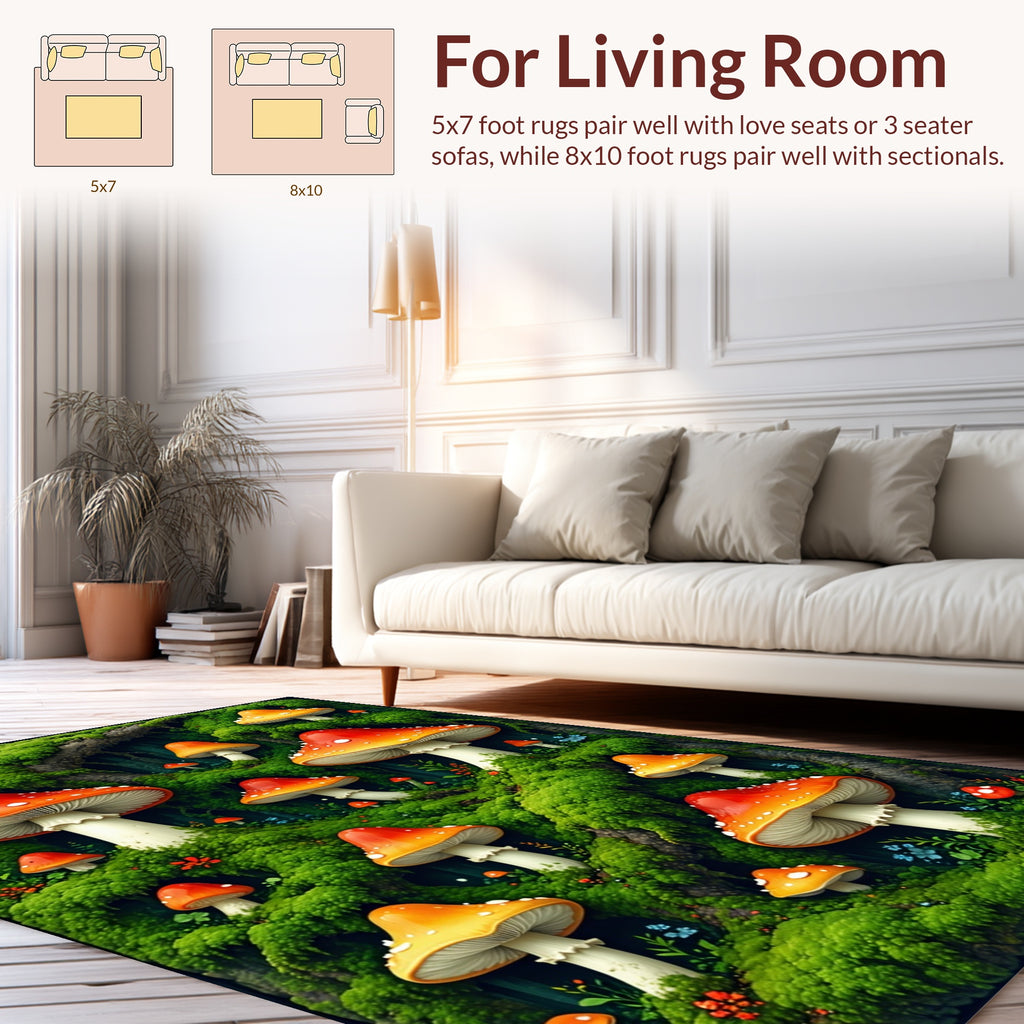 Enchanted Forest Mushroom Pattern Rug