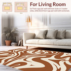 Brown Cream Swirl Abstract Pattern Rug