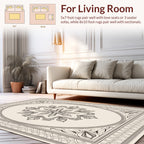Elegant Oval Center Floral Design Rug