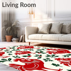 Crimson Rooster Holly Leaf Garland Rug