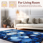 Elegant Blue Floral Swirl Design Rug