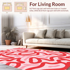 Bold Red Abstract Swirl Pattern Rug