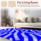 Abstract White Lines Blue Background Rug