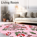 Pink Floral Berry Vine Rug