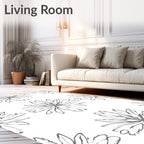 Gray Painterly Floral Meadow Rug