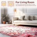Pink Floral Swirls Butterfly Design Rug