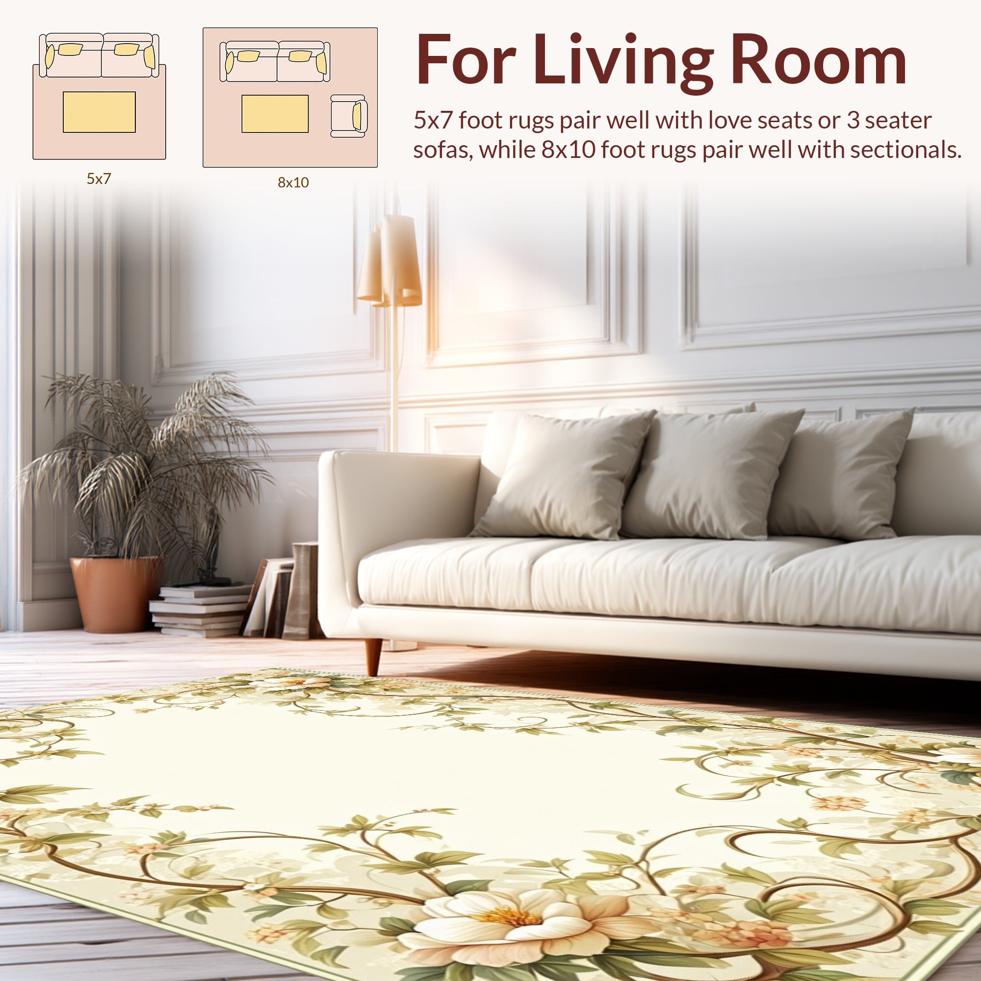 Ornate Floral Vine Inspired Pattern Rug