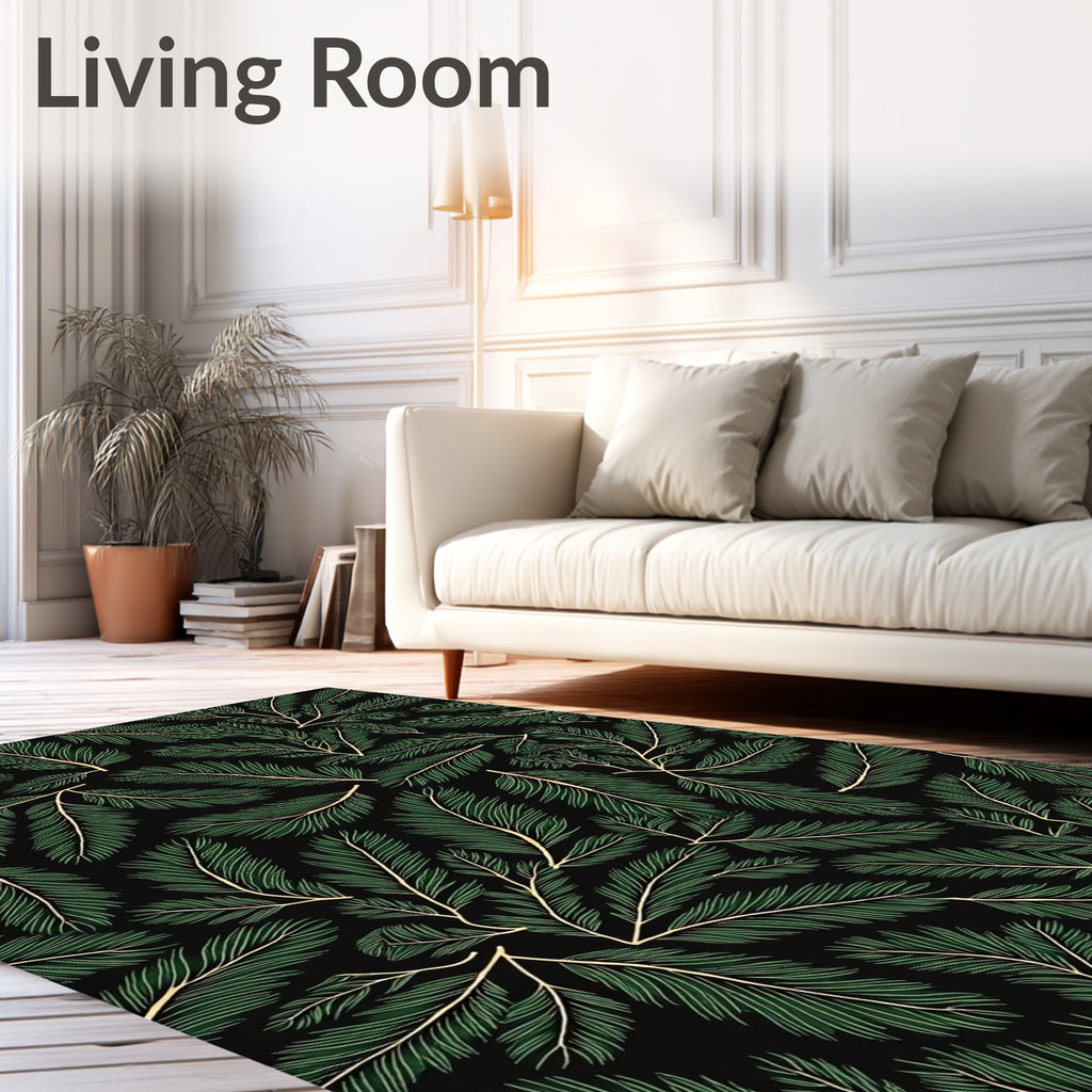Dark Green Pine Needle Woodland Rug