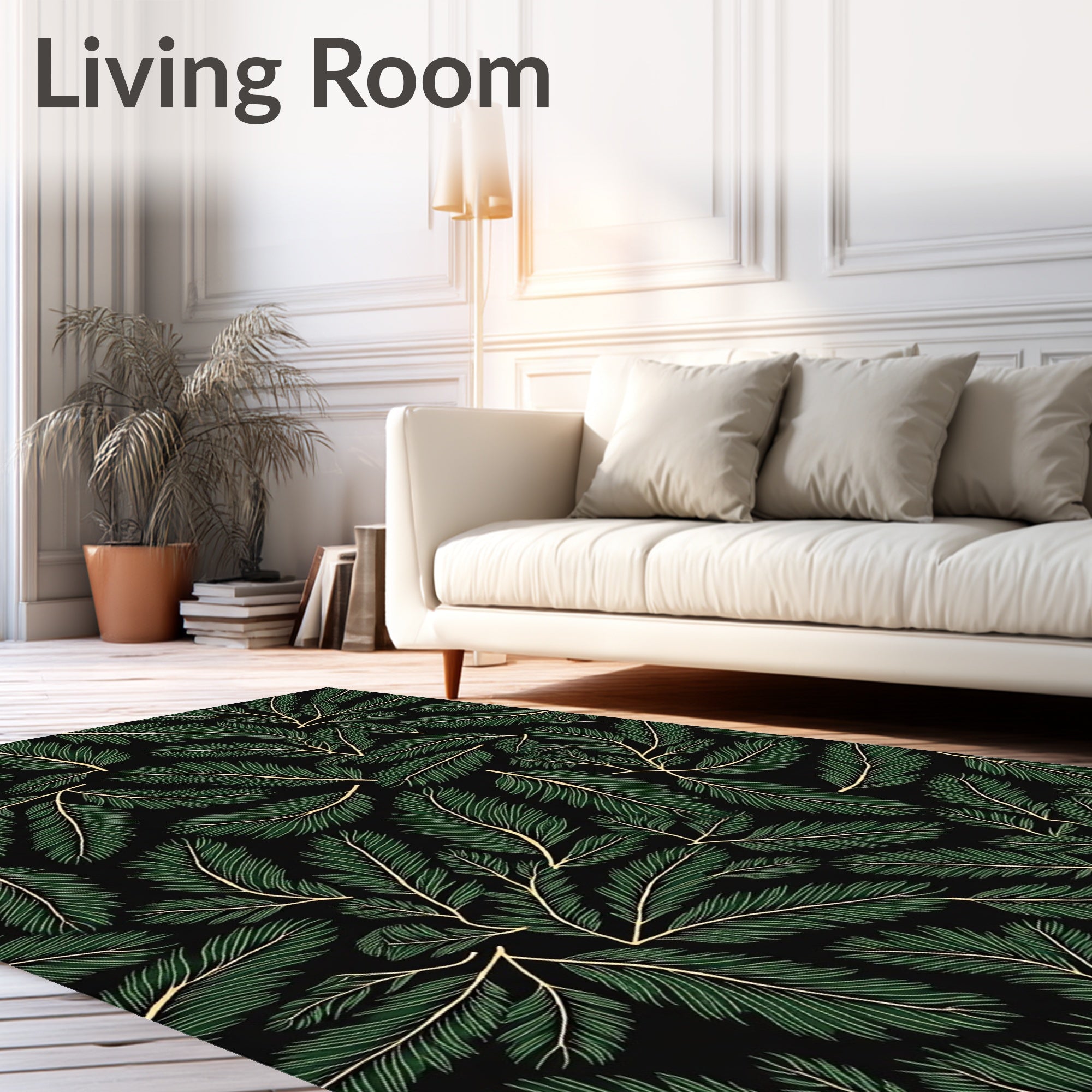 Dark Green Pine Needle Woodland Rug