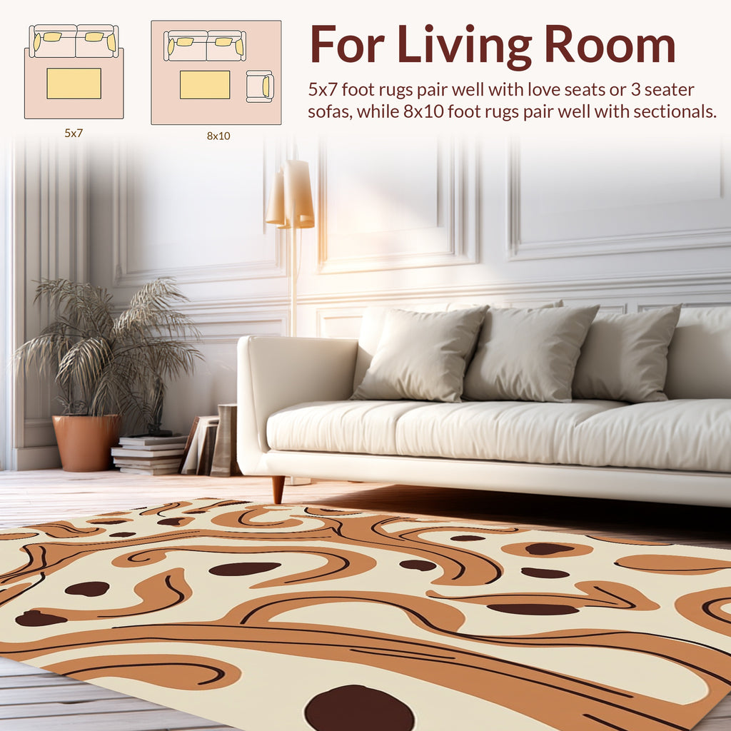 Abstract Organic Earthy Swirls Rug