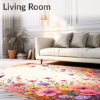 Whimsical Floral Butterfly Meadow Rug