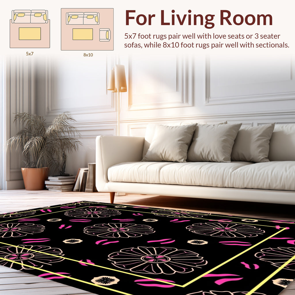 Floral And Lips Pattern Rug