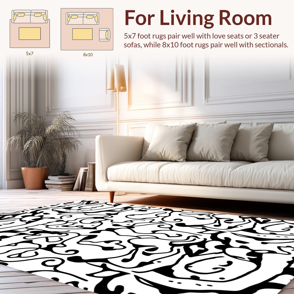 Abstract Black White Ink Splatter Vigor Rug