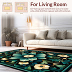 Delicate Floral Pattern With Deep Teal Accents Rug