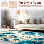 Turquoise Floral Branch Pattern Rug