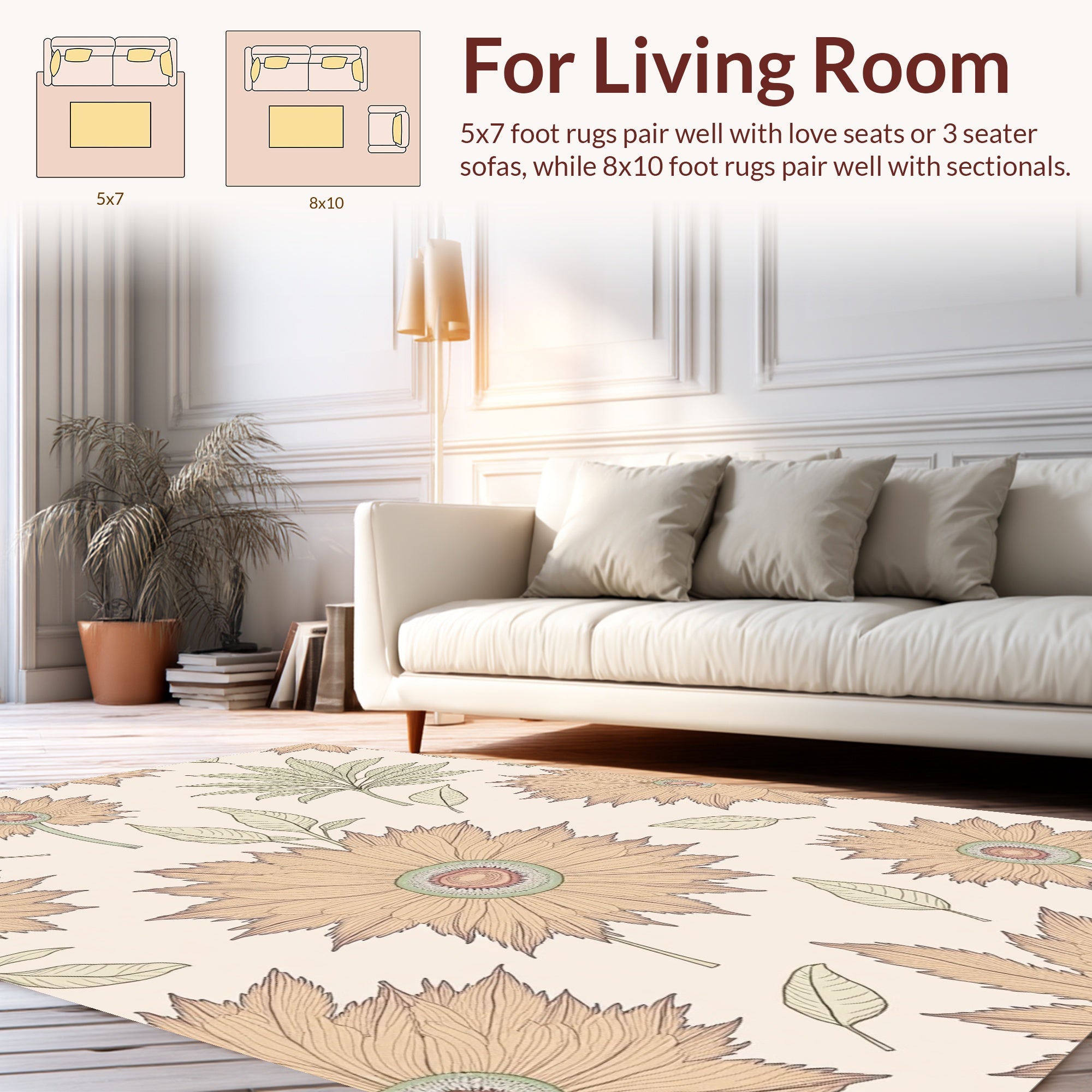 Vintage Sunburst Floral Pattern Rug