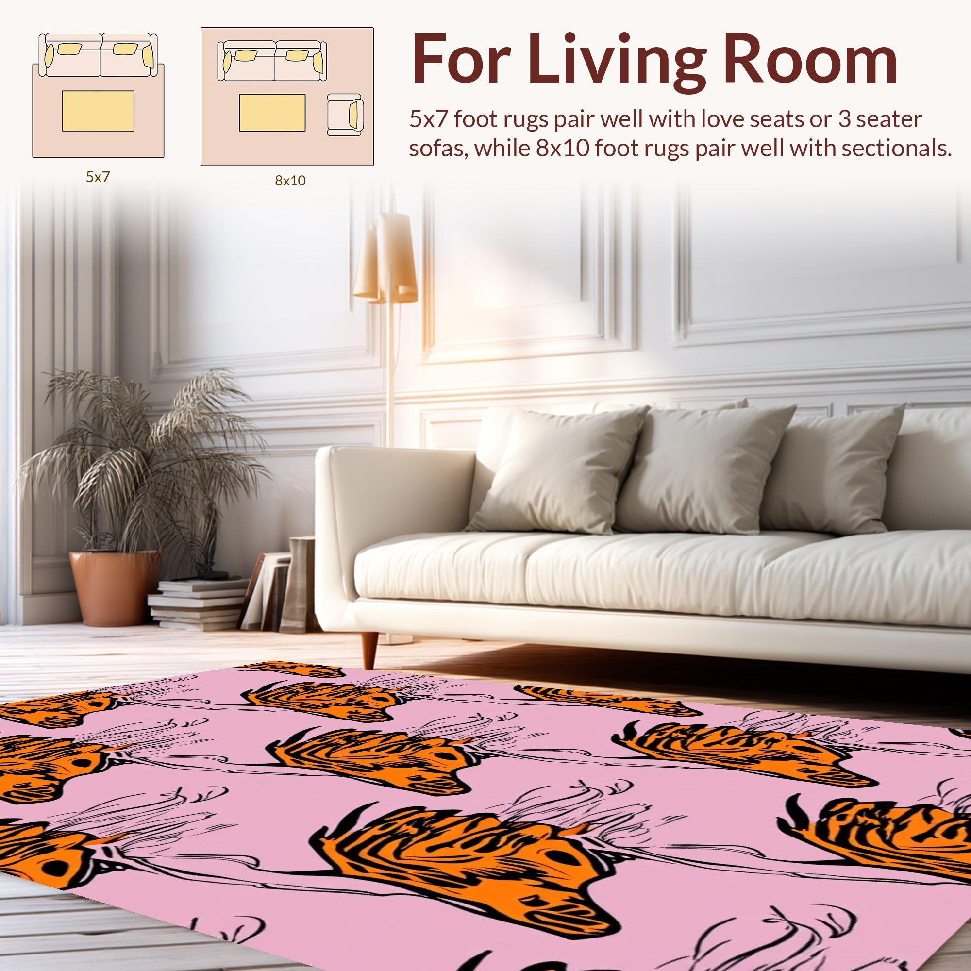 Bold Orange Tiger Stripe Horse Design Rug