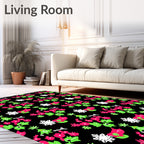 Vibrant Pink Green Floral Snowflake Collage Rug