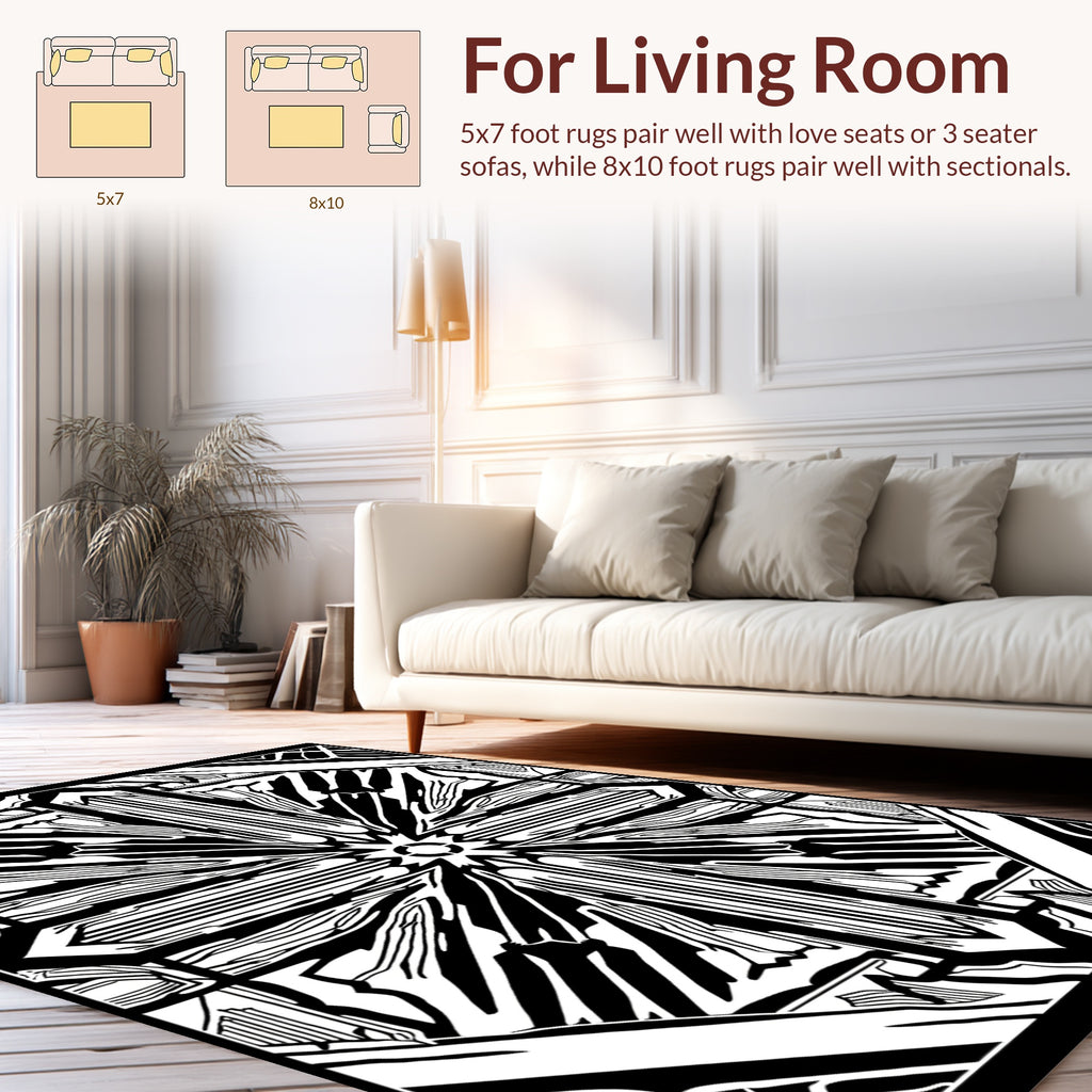 Geometric Sunburst Contemporary Design Rug