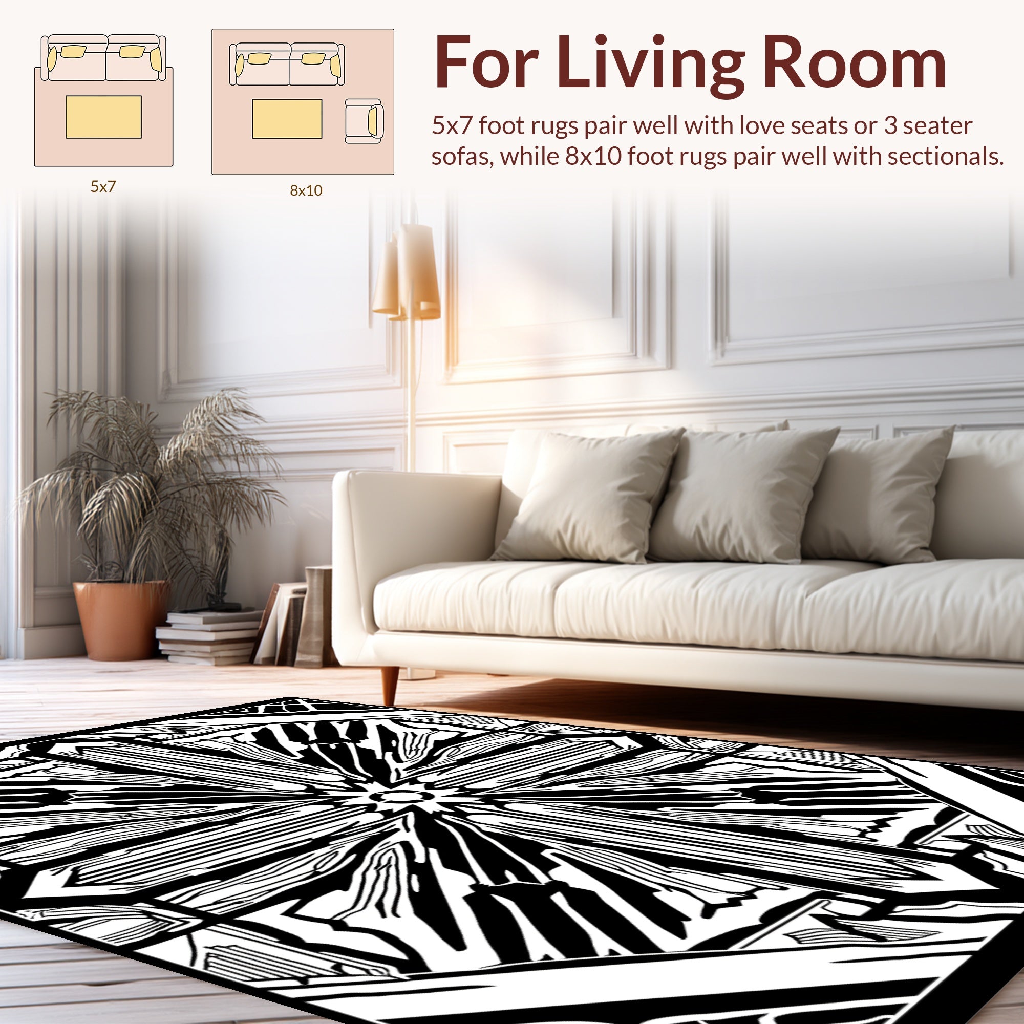 Geometric Sunburst Contemporary Design Rug