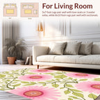 Floral Print Pink Daisy Vine Design Rug