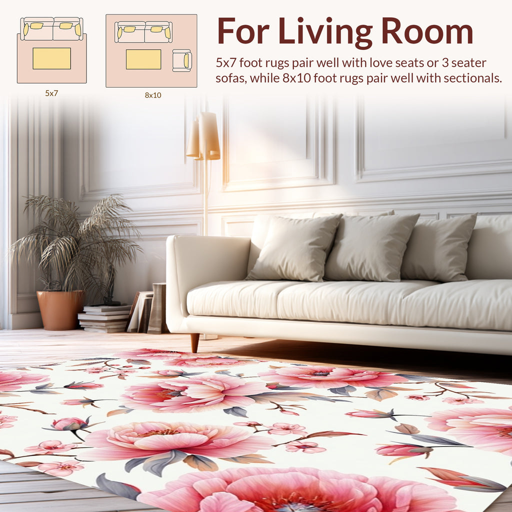Elegant Peony Floral Pattern Rug