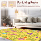 Whimsical Floral Butterfly Meadow Pattern Rug