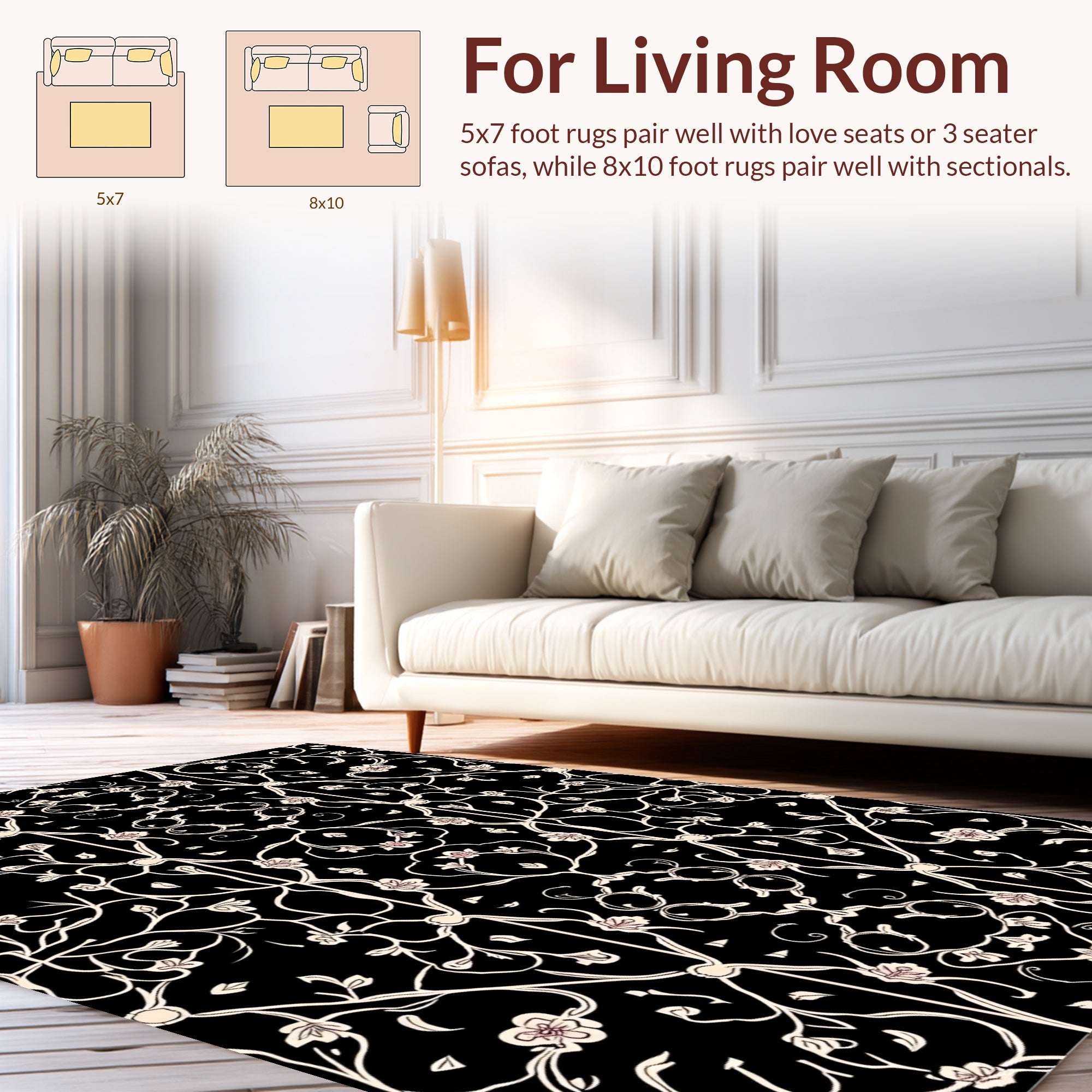 Elegant Floral Vine Pattern Rug