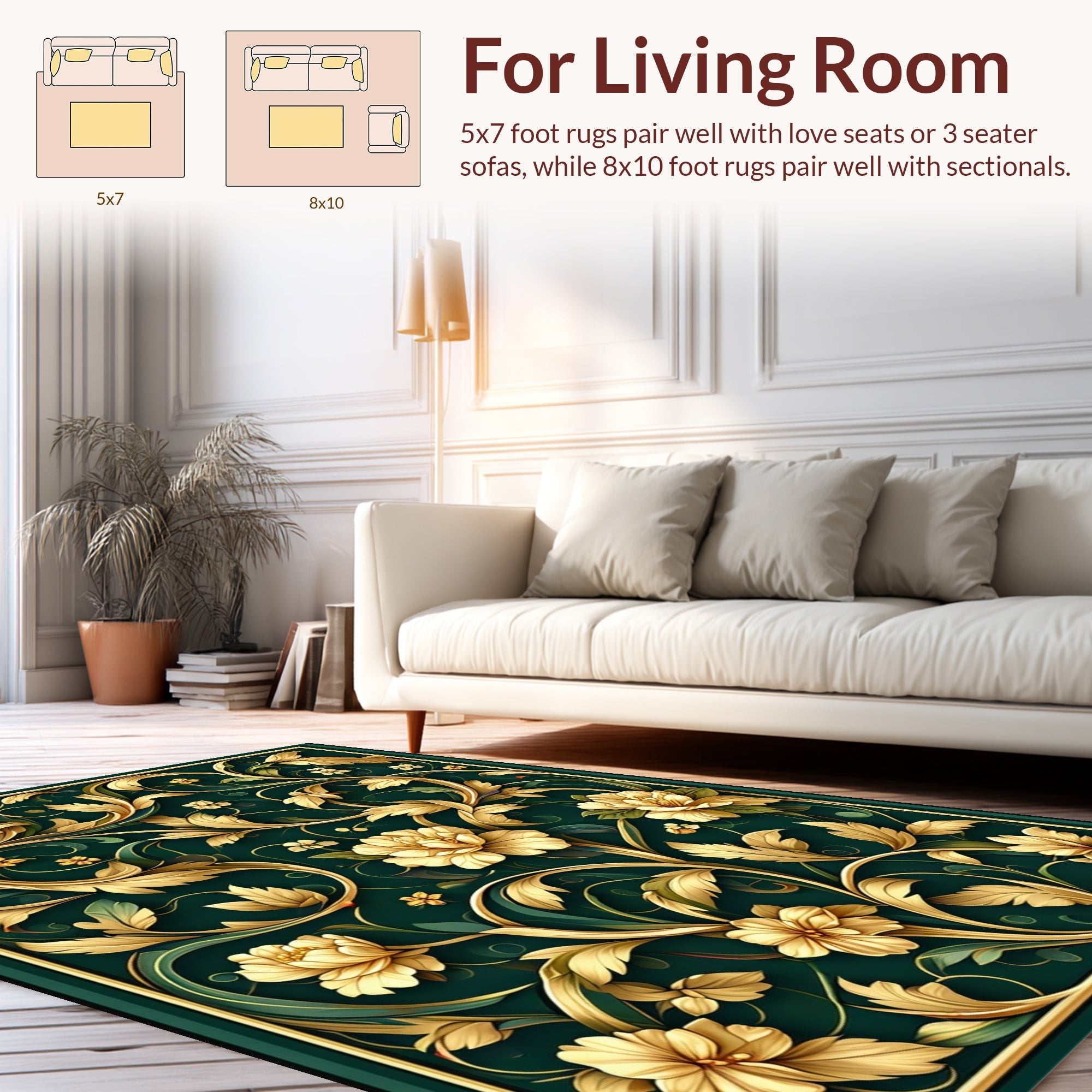 Elegant Floral Art Nouveau Design Rug