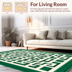 Green Cream Geometric Lattice Rug