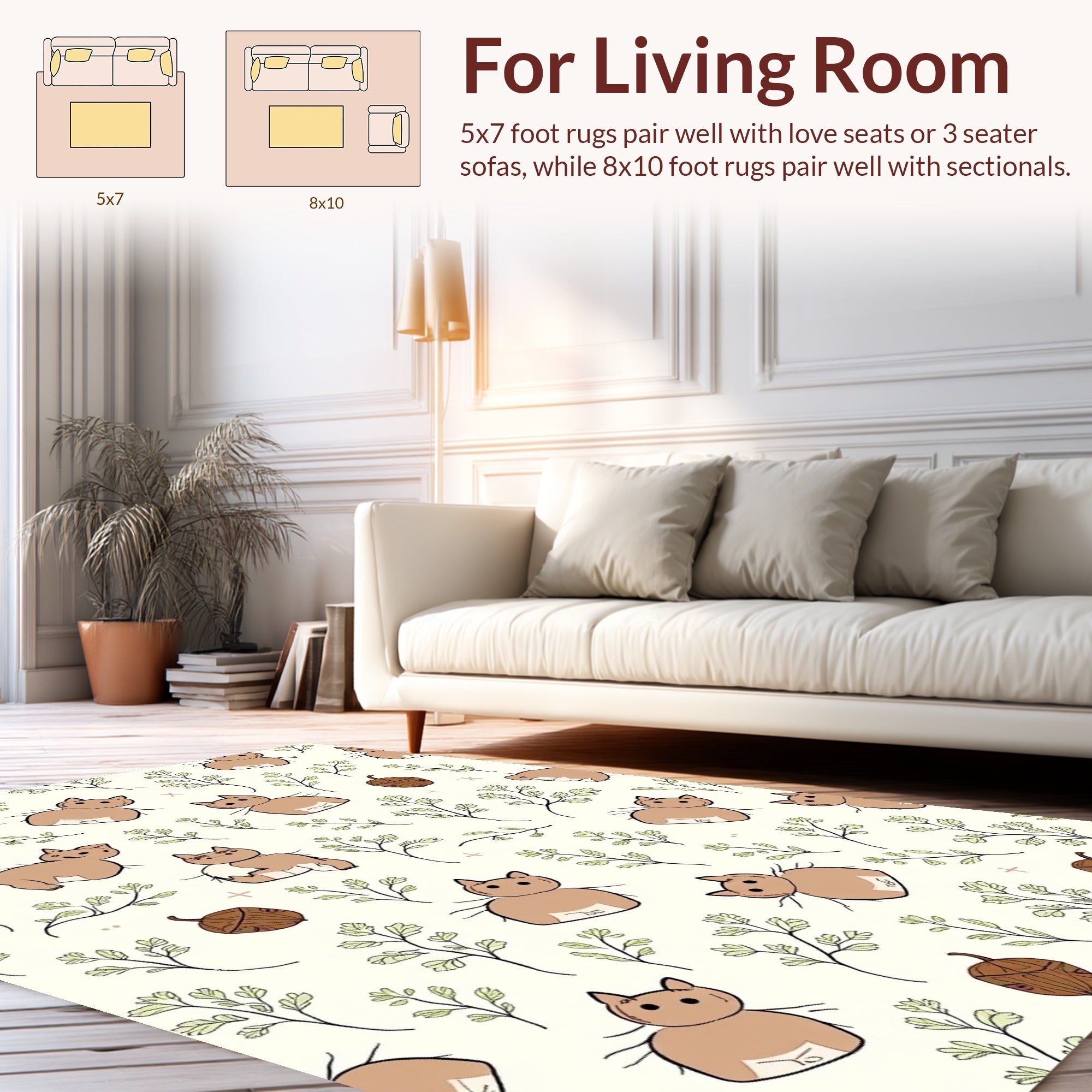 Cute Cats and Acorn Print Rug