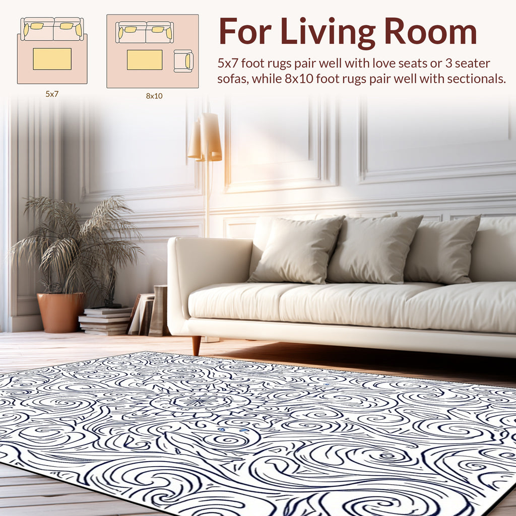 Swirling Floral Abstract Design Rug