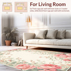 Soft Pink Floral Garden Design Rug