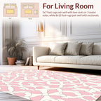 Pink Cream Abstract Organic Pattern Rug