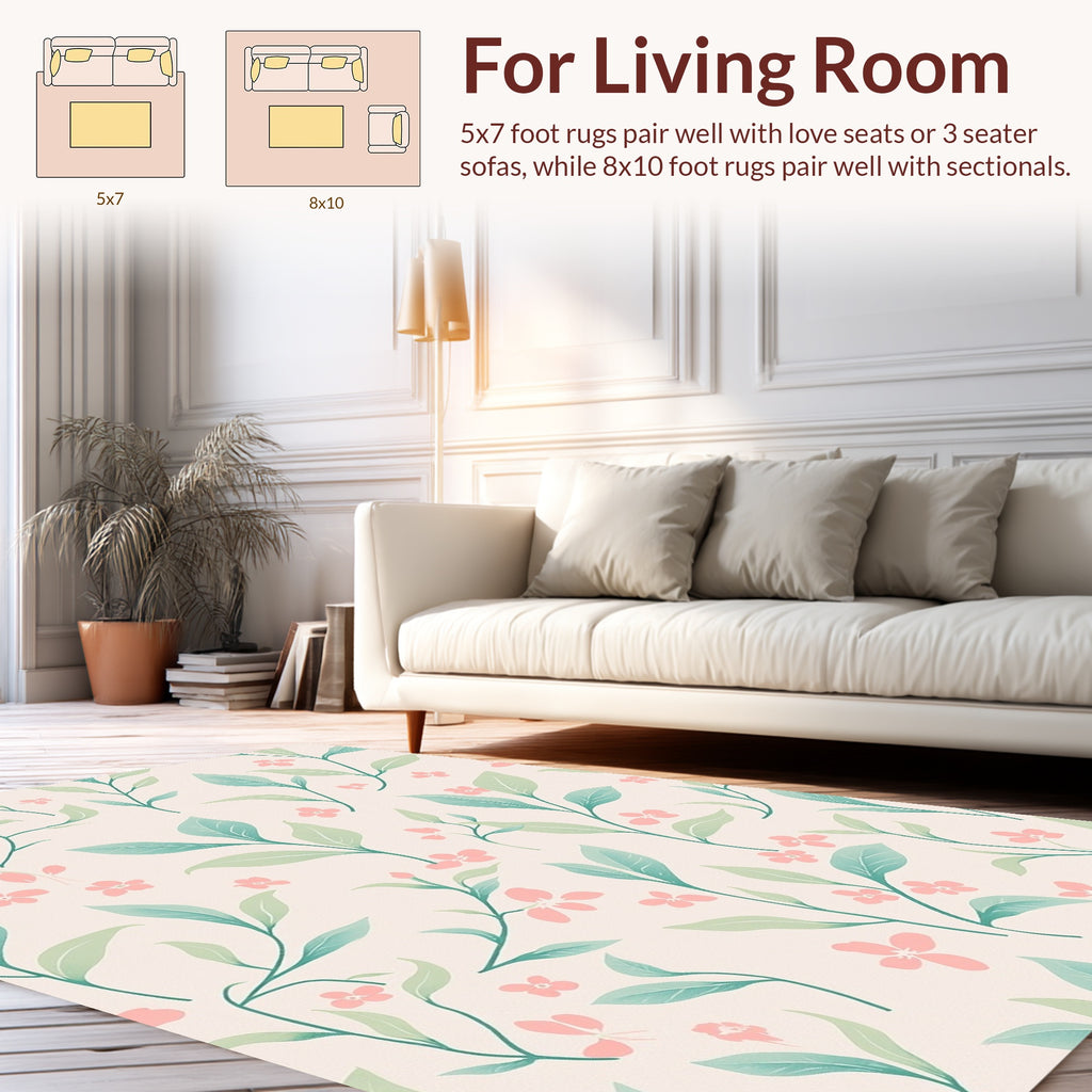 Delicate Floral Branches Pastel Rug