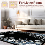 Elegant White Butterfly Floral Pattern Rug