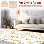 Delicate Yellow Floral Whimsical Pattern Rug