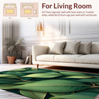 Lush Green Leaf Vein Pattern Rug