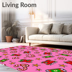 Pink Red Candy Cane Star Sleigh Rug