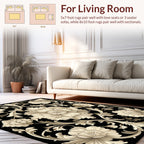 Antique Floral Swirls Black Rug
