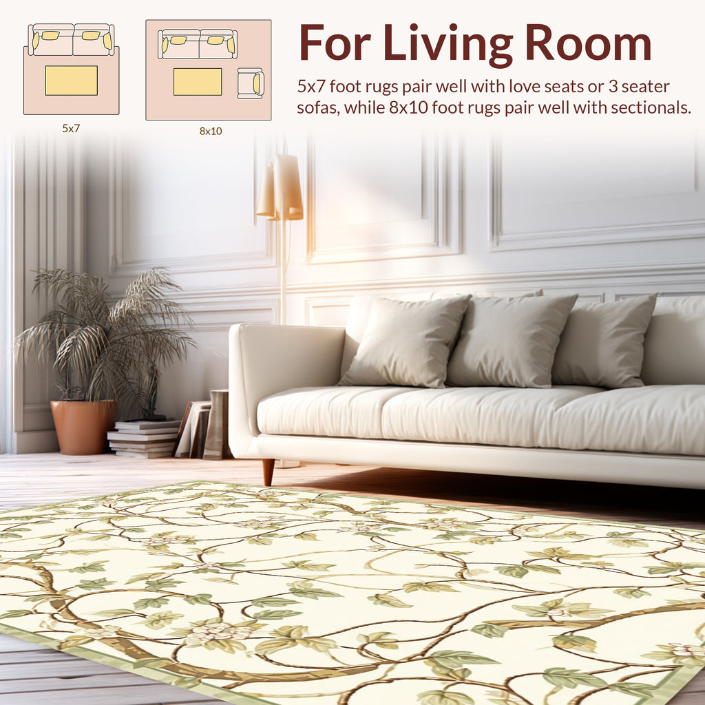 Vintage Floral Vines Pattern Rug
