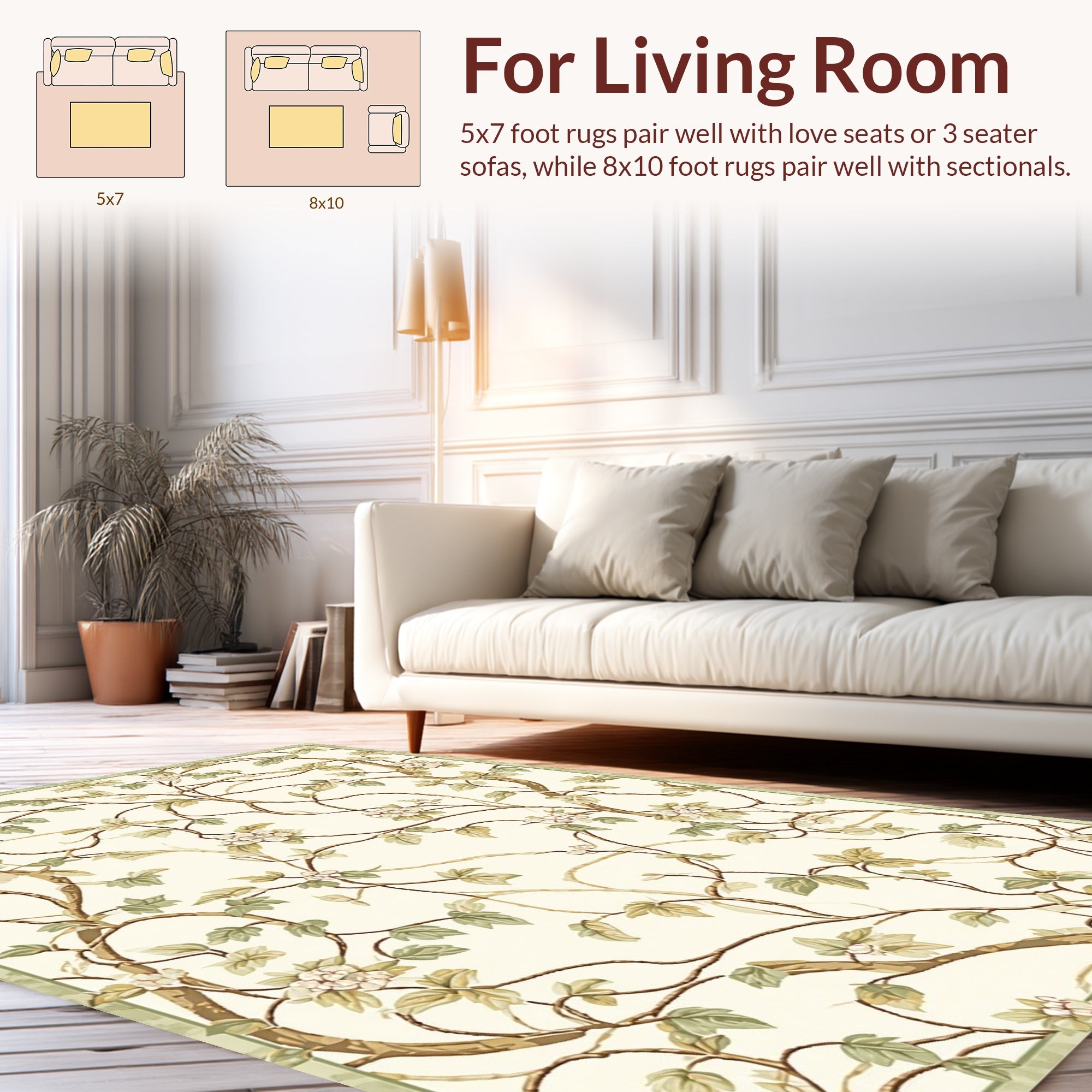 Vintage Floral Vines Pattern Rug