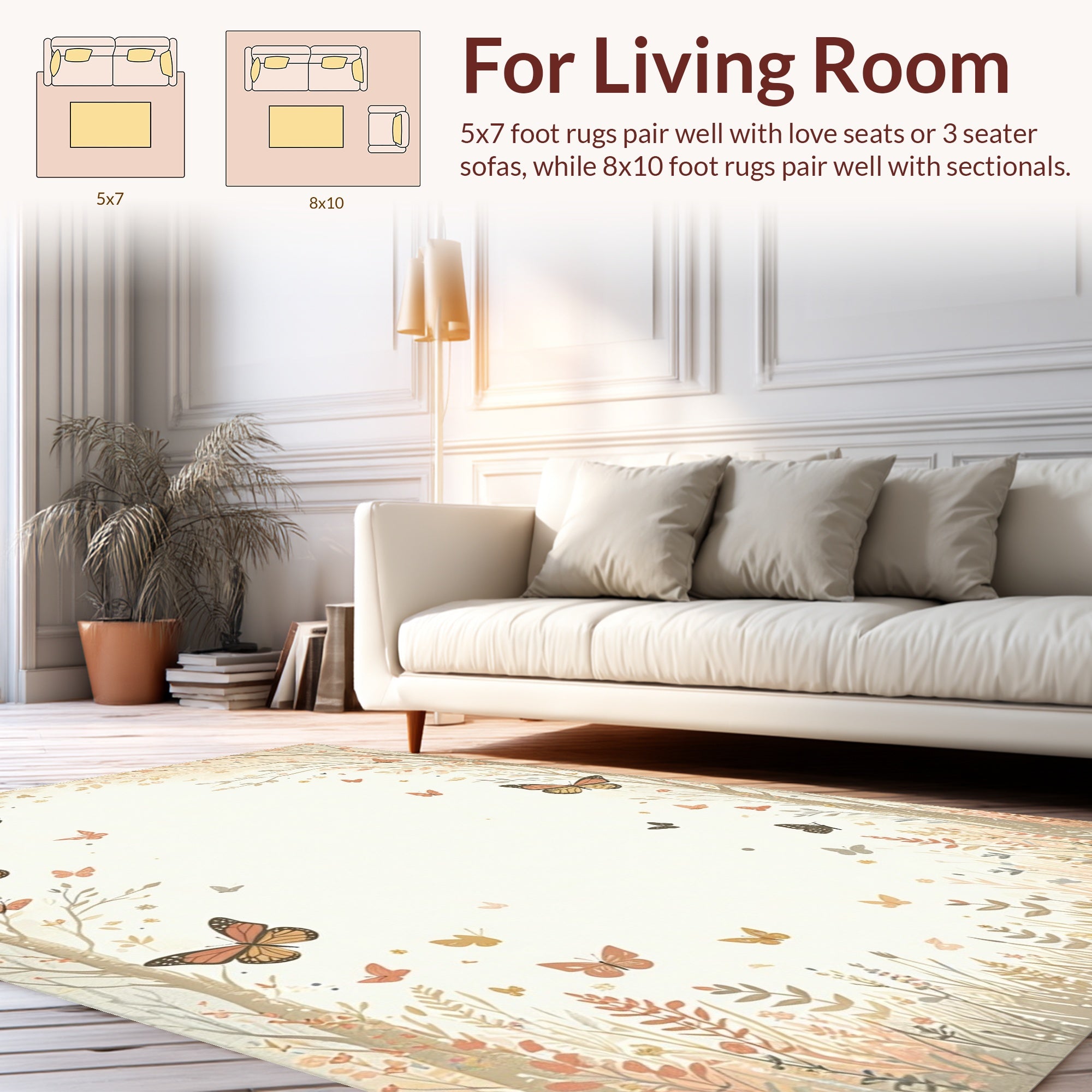 Whimsical Butterfly Meadow Design Rug