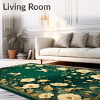 Elegant Floral Bird Garden Scene Rug